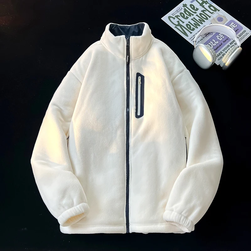 플리스 재킷, 면 코트, 겨울용 두꺼운, 매우 따뜻한, 남성용 심플하고 다재다능한, 클래식 커플