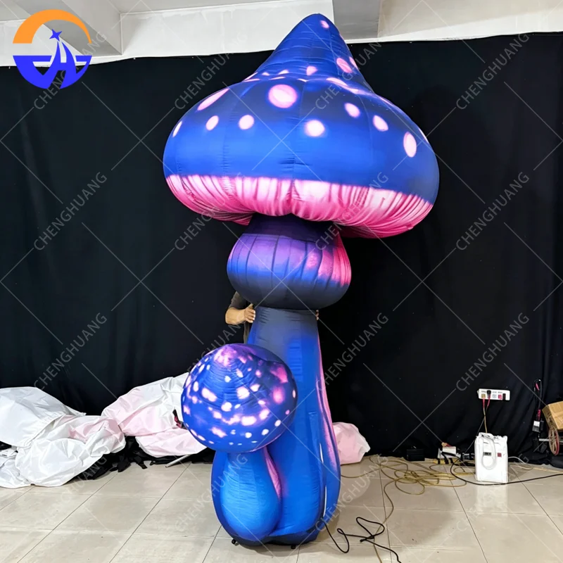 

Giant Inflatable Magic Mushroom for Party Decoration, Purple Pink Starry Fly Agaric Inflatable Model