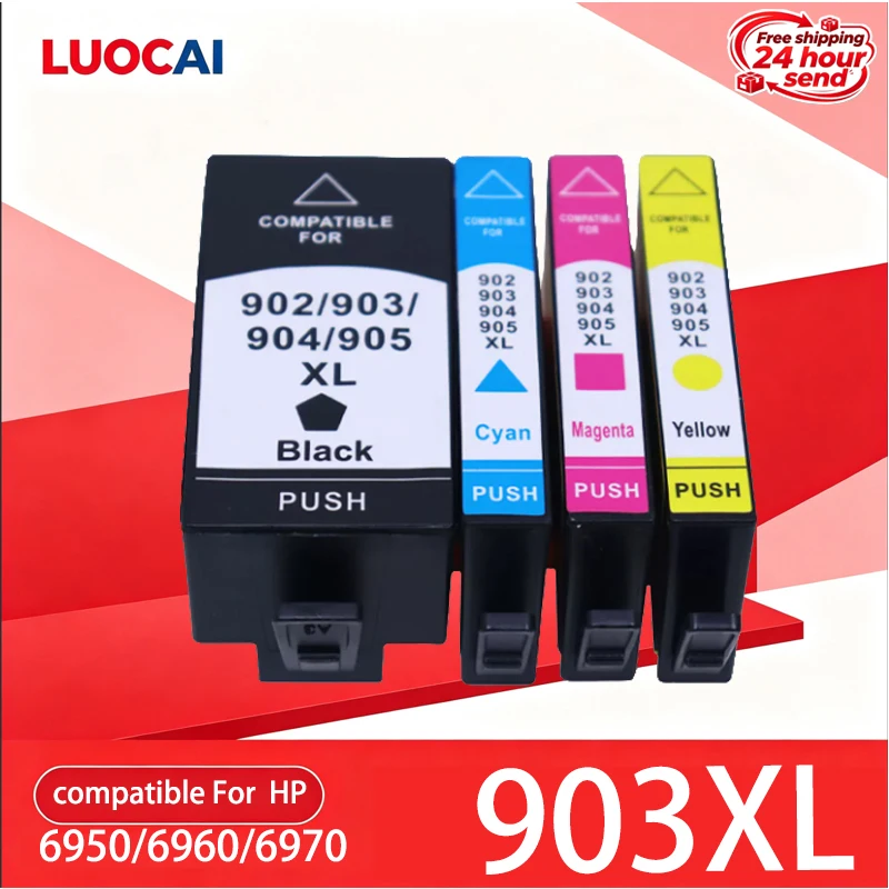 1~2set 903XL 903 XL For HP903 Ink Cartridge Compatible For HP Officejet Pro 6950 6951 6954 6960 6970 6975 6968 6978 6979 Printer