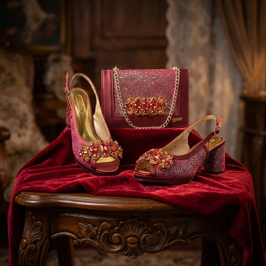 Nuevos Zapatos de Tacón Abiertos de Diseño Italiano para Mujer 2026, Elegantes Zapatos de Fiesta con Diamantes de Colores y Conjunto de Bolsos a Juego para Ocasiones Especiales