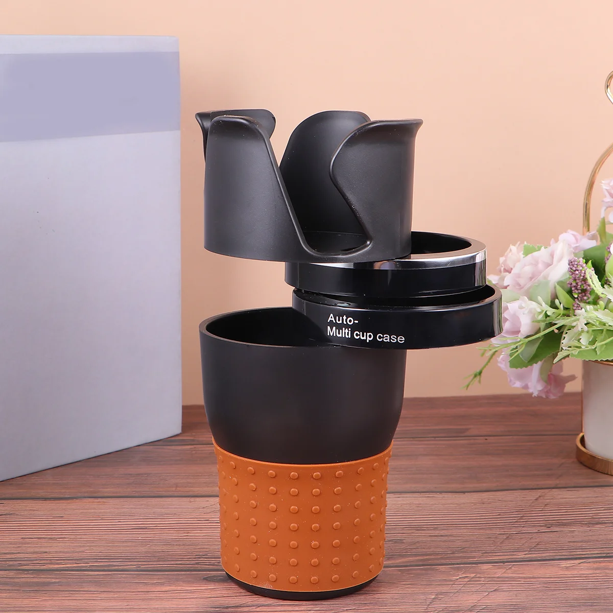 Uchwyt samochodowy na napoje, czarny, silikonowy, ABS, obrotowy, oszczędzający miejsce, na butelkę z wodą, telefon komórkowy, długopis, łatwy montaż, łatwy czyszczenie.