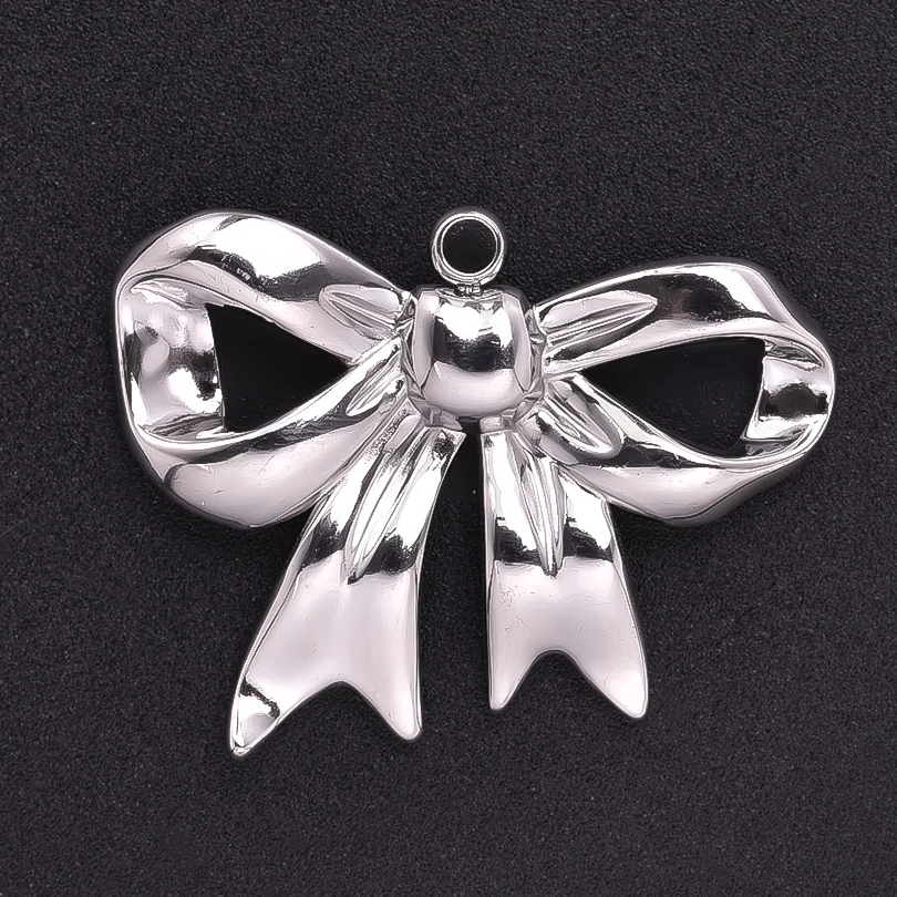 Advanced Design Bow Line Cast Stainless Steel Pendant Hollow Out Fashion Jewelry Used To Hand Making Diy Necklace Accessories