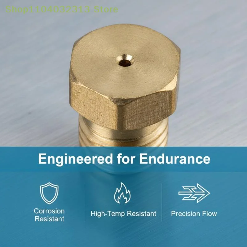 petiteGas Burner LPG Conversion Jets 5Pcs Precision Drilled Brass Nozzles 50 65 70 87 95 for Kitchen Stove Upgrade Repair