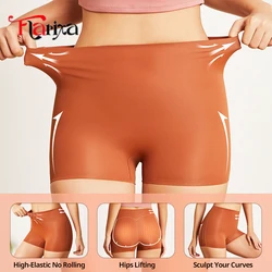 Flarixa 1PCS Safety Shorts Pants Women High Waist Ice Silk Boyshorts Slip Anti Chafing Underwear Boxers Protective Under Dress
