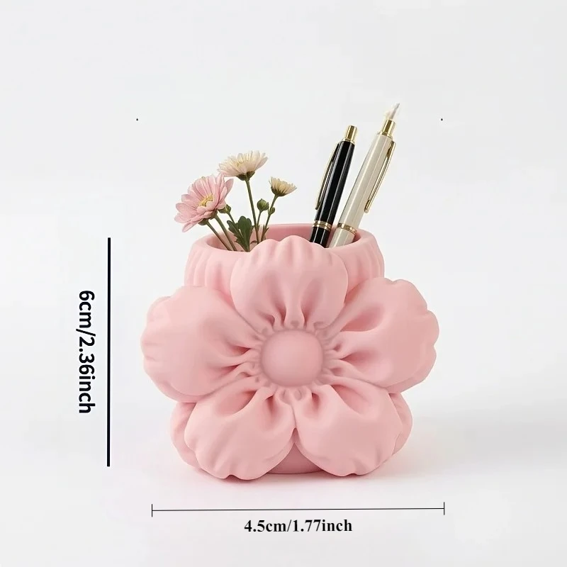 Flower Shape Storage Bucket, Lightweight Desktop Cosmetic Stationery Organizer Box, Minimalist Decor For Home Desk Supplies