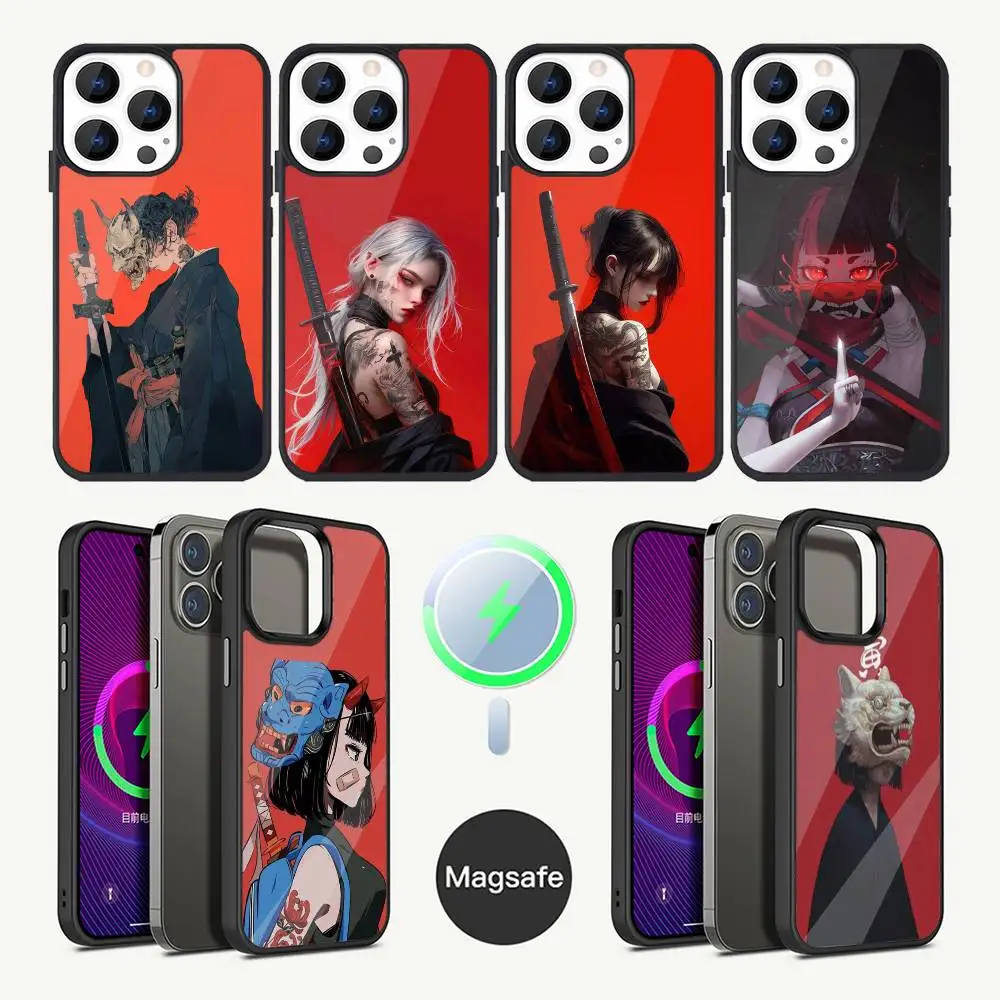 

Anime Girl Samurai Phone Case For iPhone 16,15,14,13,12,11,Plus,Pro,Max Mini Magsafe Magnetic Wireless Charging