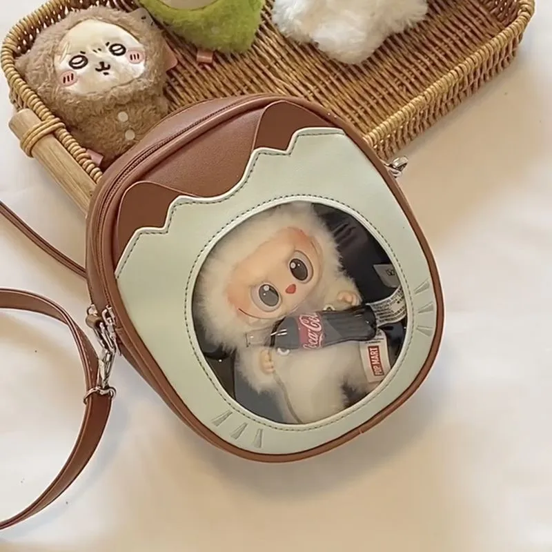 JIAERDI لطيف هريرة طبقة مزدوجة حقيبة كتف المرأة فريدة من نوعها متعة صغيرة أنيمي Ita حقيبة السيدات الكرتون اليومية تنوعا حقائب كروسبودي #5