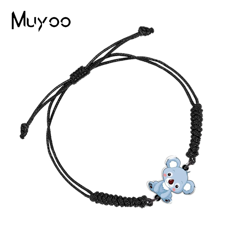 2022 New Arrival Cartoon Gray Animal Lazy Koala Handmade Adjustable Rope Bracelets Epoxy Resin Acrylic Weave Bracelets