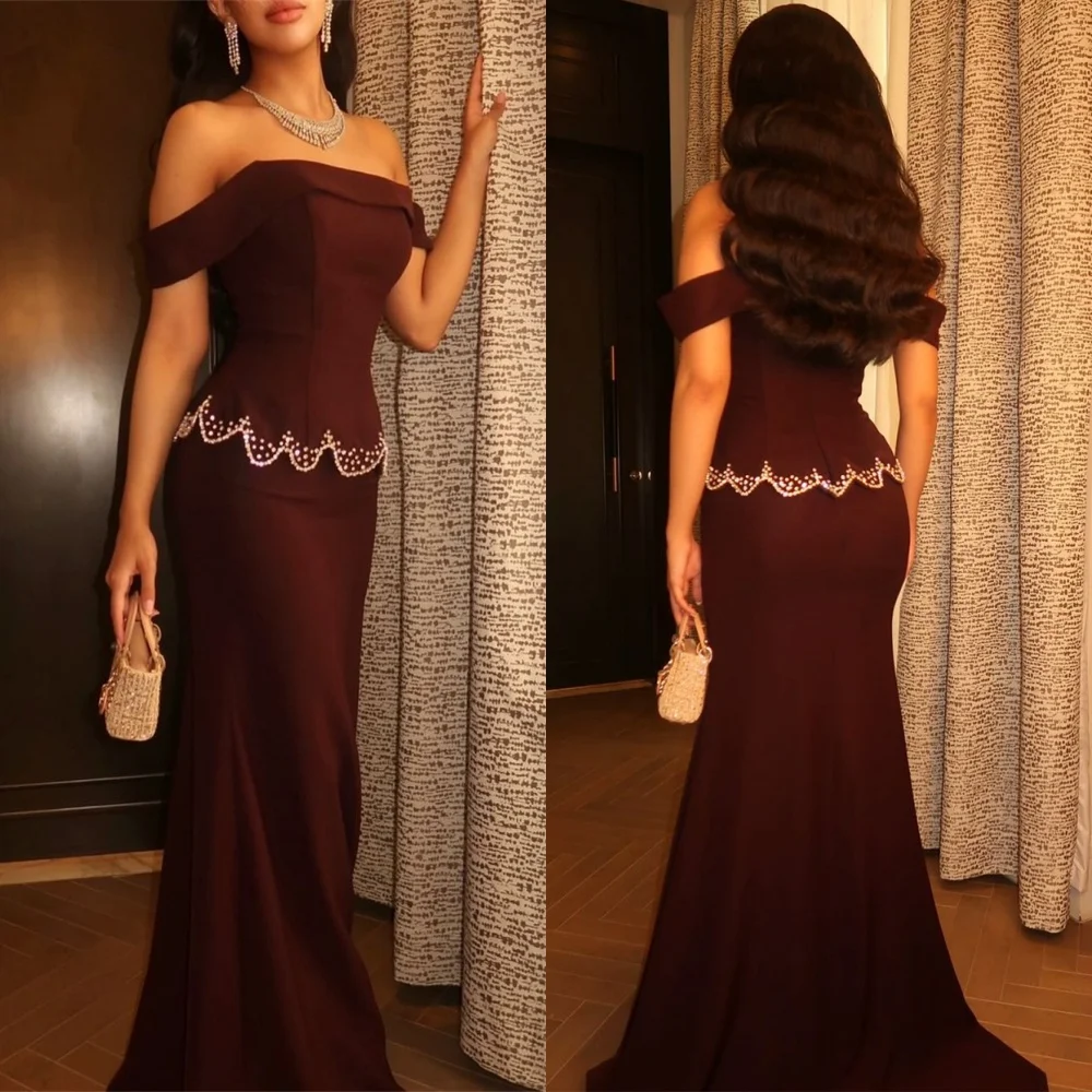 

Customized Mermaid Formal Jersey Evening Dress Fashion Off the Shoulder Celebrity Gowns Exquisite Special Occasion Gowns