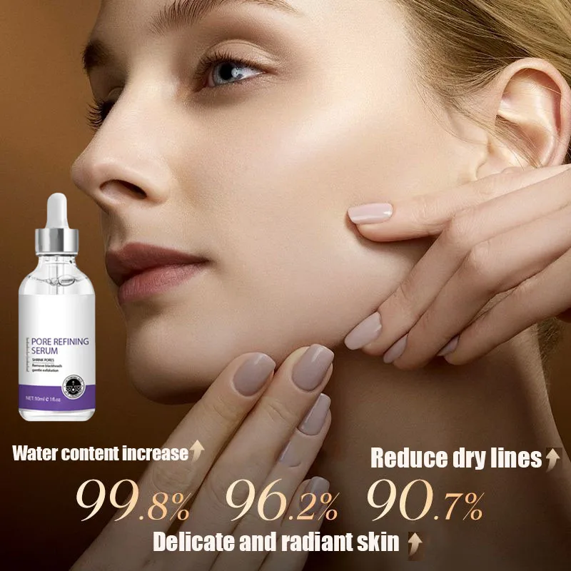 Suero hidratante de larga duración para minimizar los poros, reduce los poros, controla el aceite, refina el cuidado de la piel para una piel suave y brillante, reduce los poros