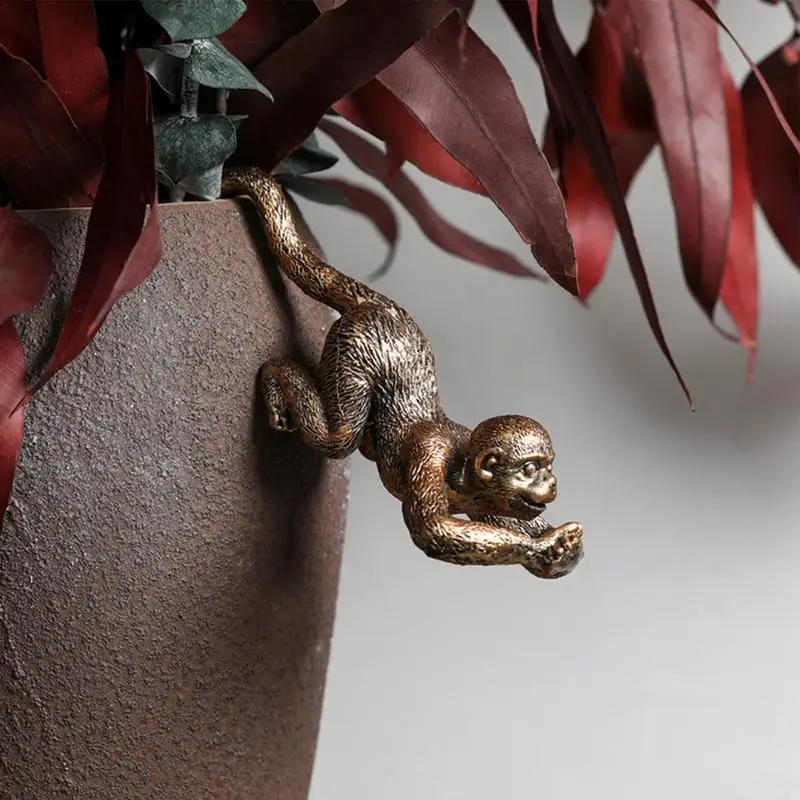 

Monkey Flower Pot Hang Figurines Resin Hang Monkey Sculpture Plant Pot Decorations Garden Hang Animal Statue Outdoor Decoration