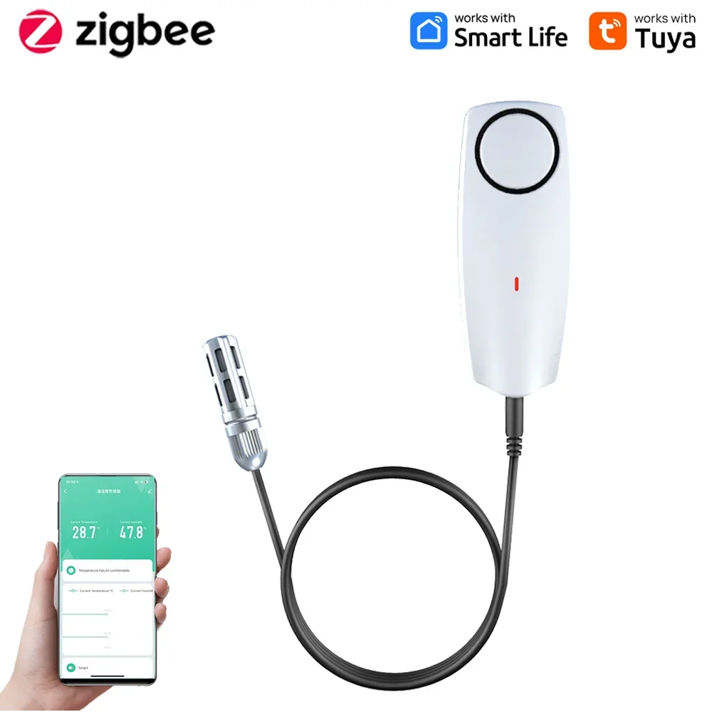 Tuya Smart Zigbee Hygrometer Thermometer With External Temperature USB Charge or Rechargable Bat
