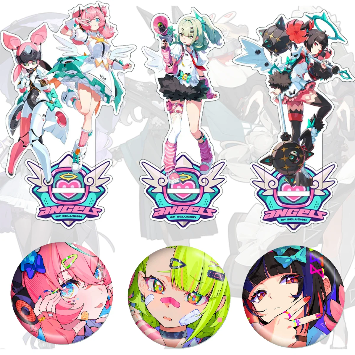 Anime Zenless Zone Zero New 15cm Acrylic Stand & 58mm Badge, Grace Howard, Spring Easter Decor for Table,keychain