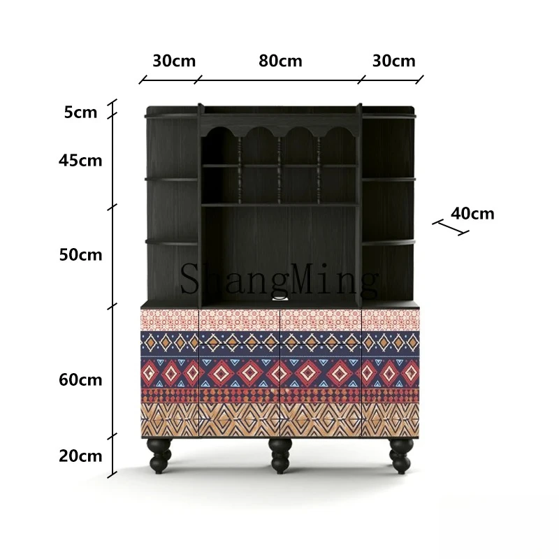 

FG ethnic style solid wood living room dining side cabinet entrance storage kitchen water bar integrated storage cabinet