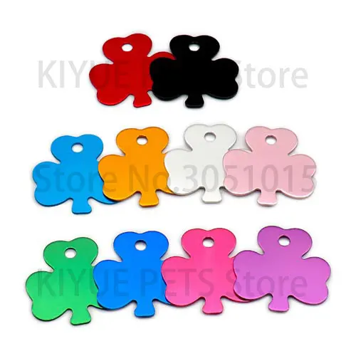 Wholesale 20pcs Double Sides Engeraved Name Dog Tag Personalized Dog Cats ID Tags Decoration Lucky Clover Pet Tags ID Cumstom