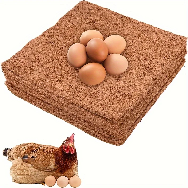 Chicken Nesting Pads Eco-Friendly Coconut Coir & Palm Fiber - Reusable Hens Bedding Mats for Egg Laying, Durable Poultry Coop