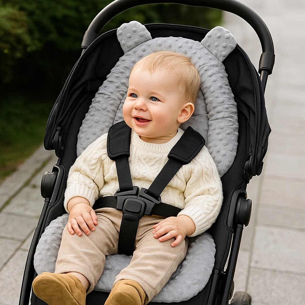 Soft Plush Warm Baby Stroller Seat Cover Breathable Polyester Mat Universal Fit Most Prams Infant Supplies