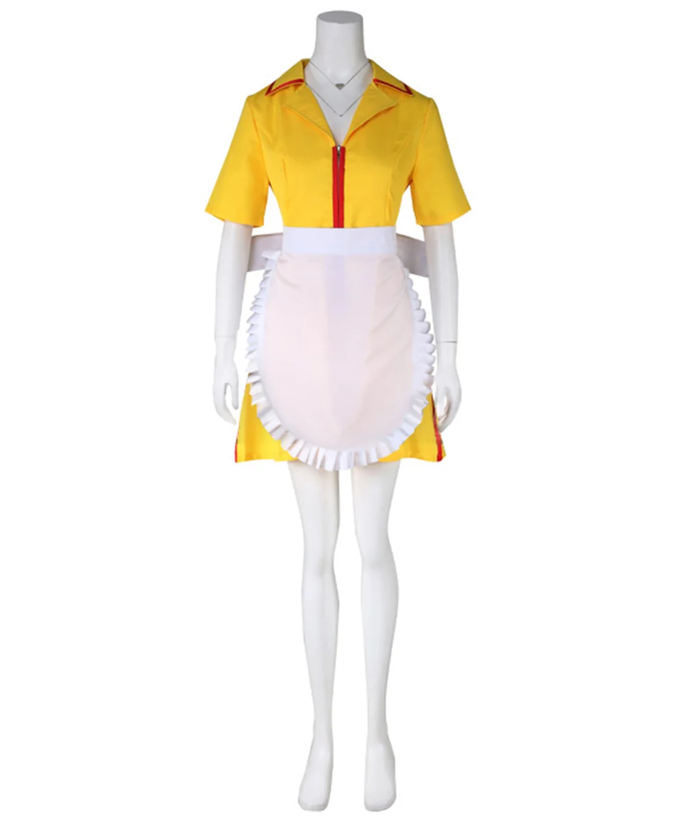 Full Body Erica Anders Cosplay Costume Catherine Girls Costuems Yellow Waitress Dress Halloween Carnival Party Outfits