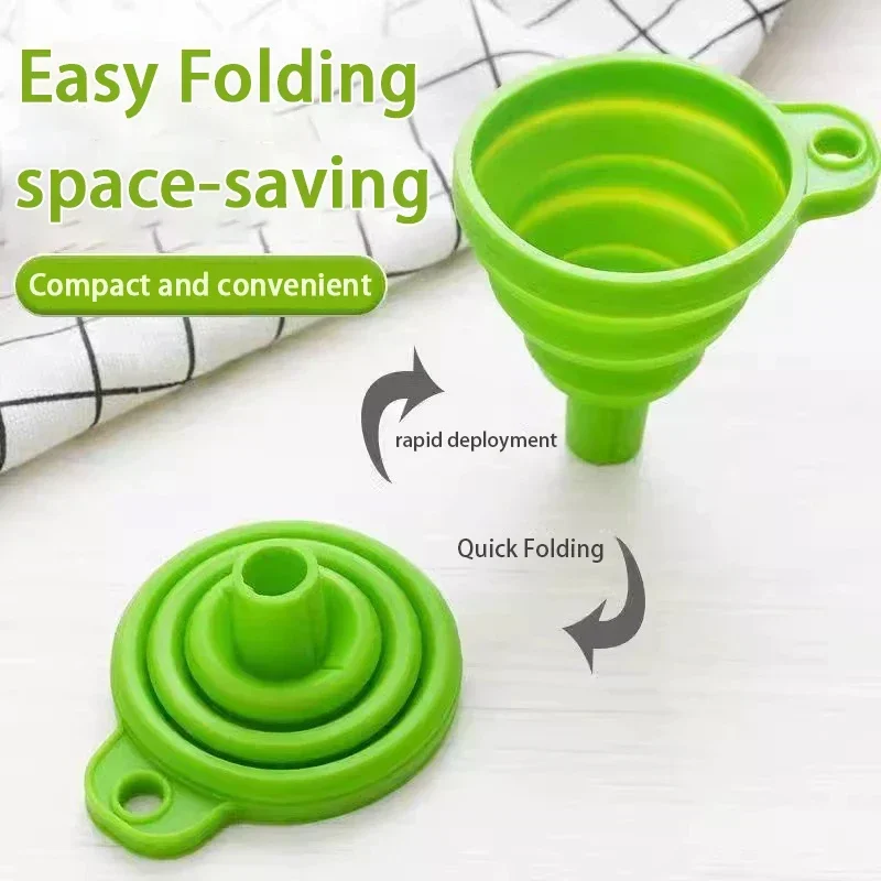 Folding Mini Telescopic Funnel for Automotive Fuel Oil Silicone Funnel Multi functional Household Liquid Dispensing Funnel parts
