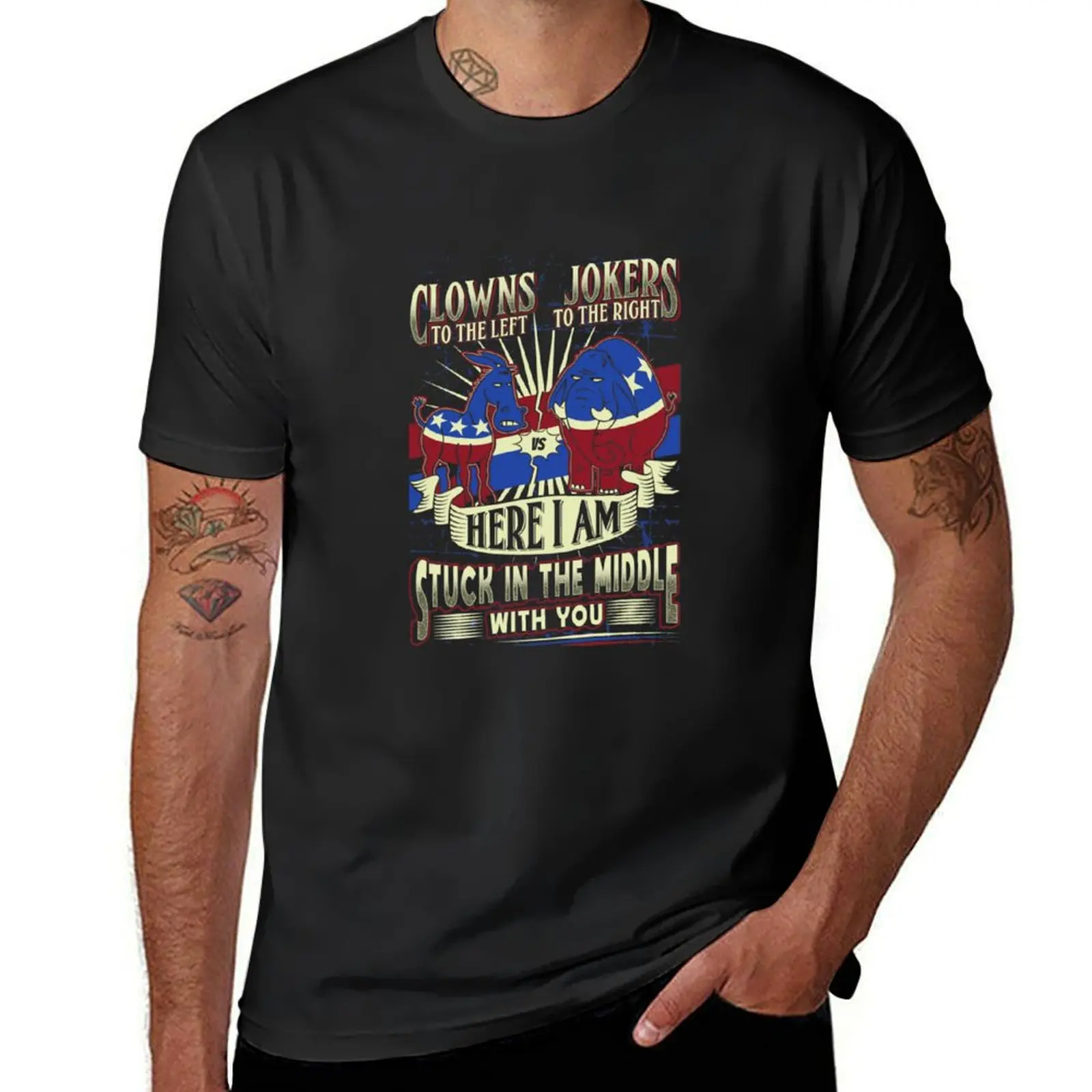 Clowns To The Left Jowkers To The Right Gift T-Shirt anime hippie clothes black t-shirts for men