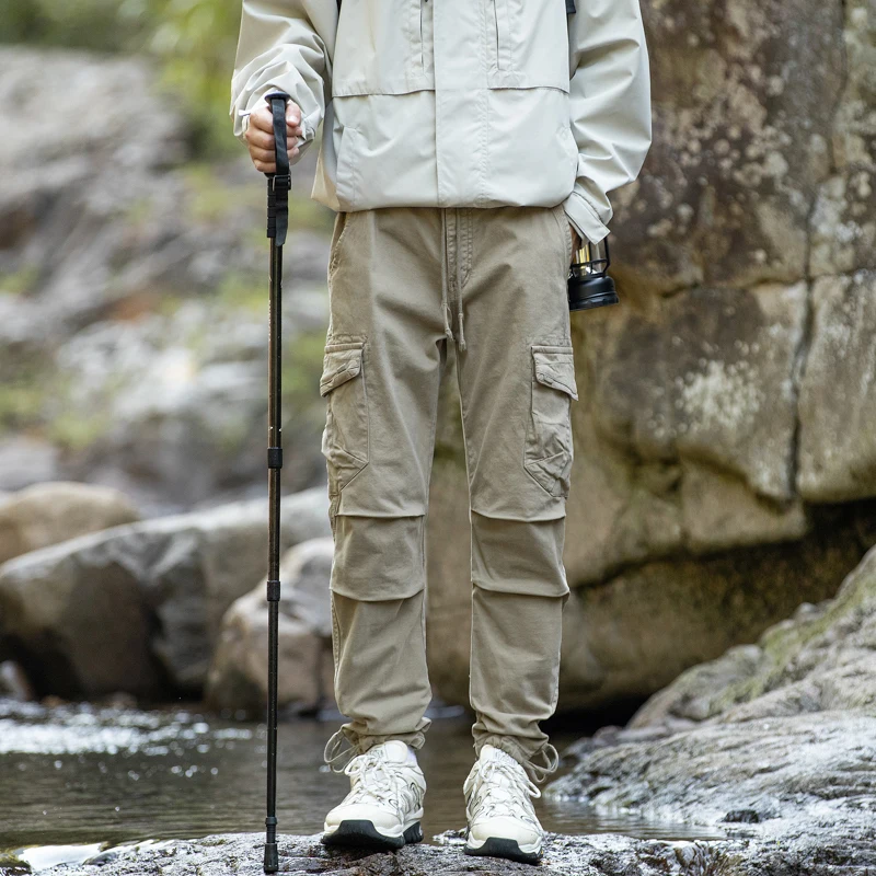 

Модные мужские свободные прямые брюки для спецодежды, весенне-осенние спортивные повседневные брюки среднего размера, универсальные дышащие хлопковые брюки