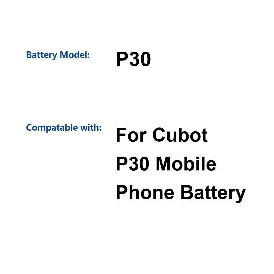 بطارية الهاتف المحمول بقدرة 4000 مللي أمبير في الساعة بديلة ممتازة لـ Cubot P30 ذات سعة عالية
