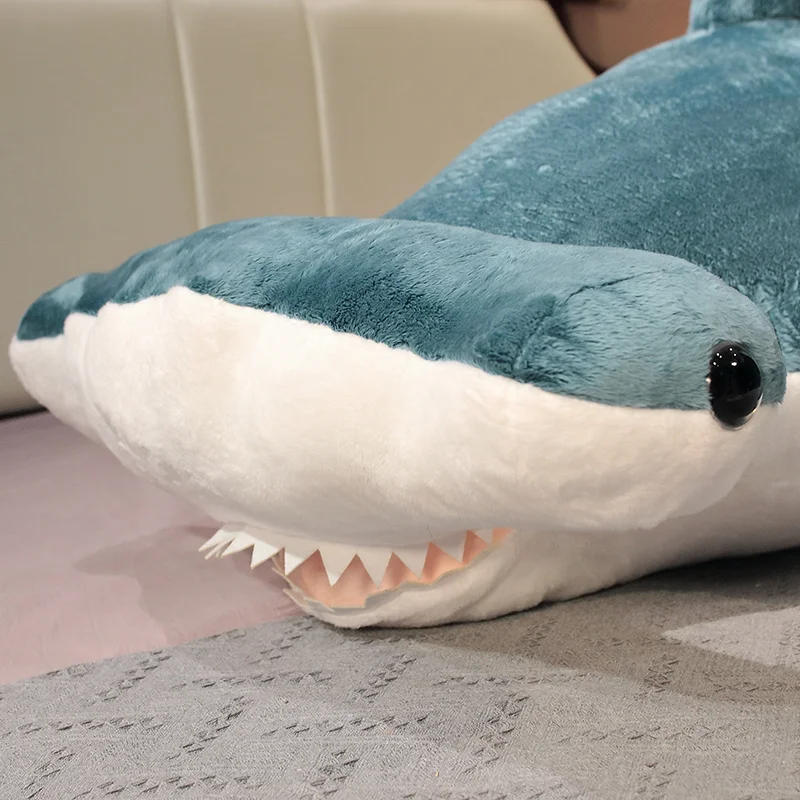 55–135 cm riesiges Wal-Plüschtier, blaue Meerestiere, gefüllt, umarmbarer Hai, weiches Kissen, Geschenk – Detail 21