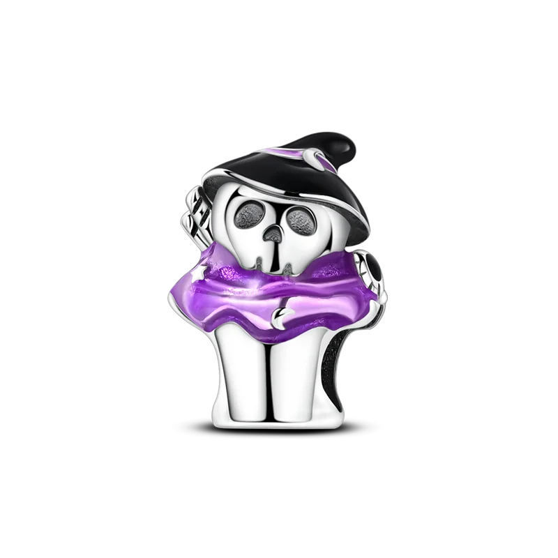 Halloween-Party, 925er Silber, lila, fliegender Hexenhut und magische Kugel-Charms, Perlen, passend für Original-Armbänder, DIY für Frauen, Schmuck, Geschenke – Detail 6