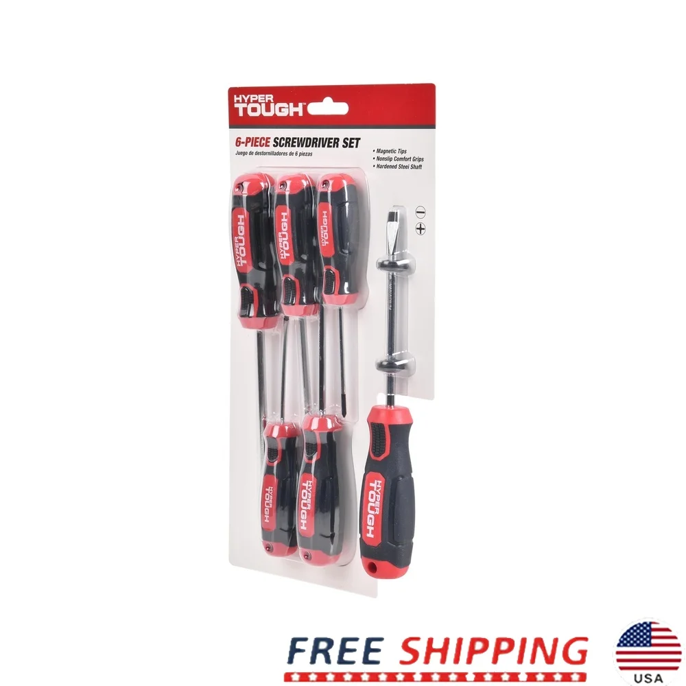 

Heavy Duty 6 Piece Steel Screwdriver Set with Magnetic Tips Non Slip Grip Ergonomic Handle Rust Resistant Chrome Finish