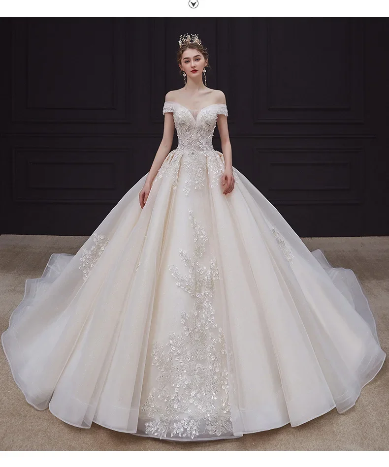 Fashion Charming Main Wedding Dress 2024 New Bridal One Shoulder Forest Style Super Fairy Fantasy Big Tail Luxury