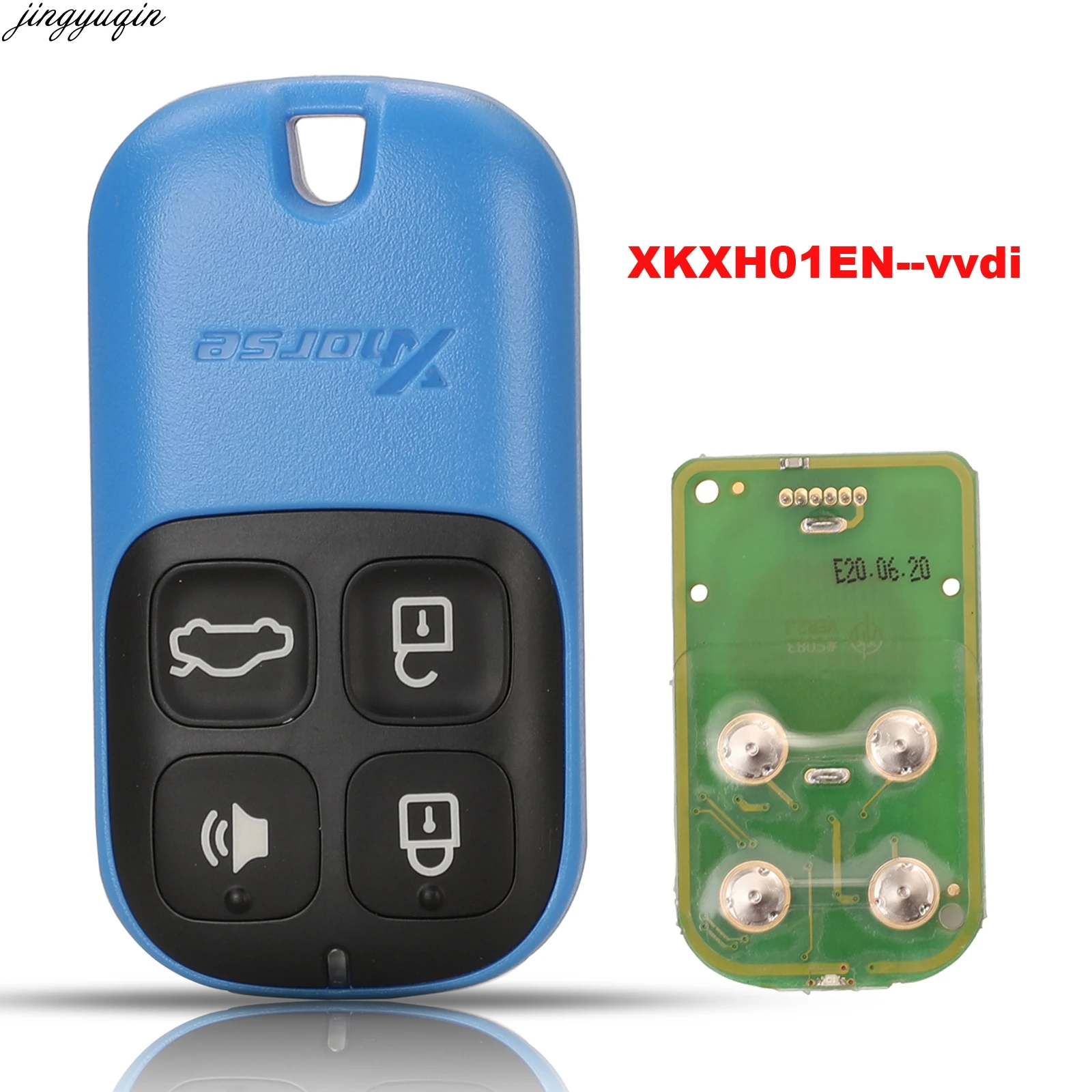 

Jingyuqin Remote Control Car Key For Xhorse VVDI/VVDI 2 XKXH01EN 4 Buttons Wired Fob