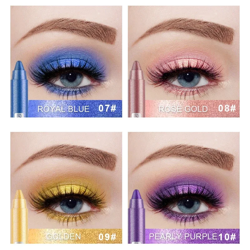 Lápiz de sombra de ojos nacarado, Lápiz Delineador de ojos con sacapuntas, mate, resistente al agua, maquillaje de ojos, cosméticos