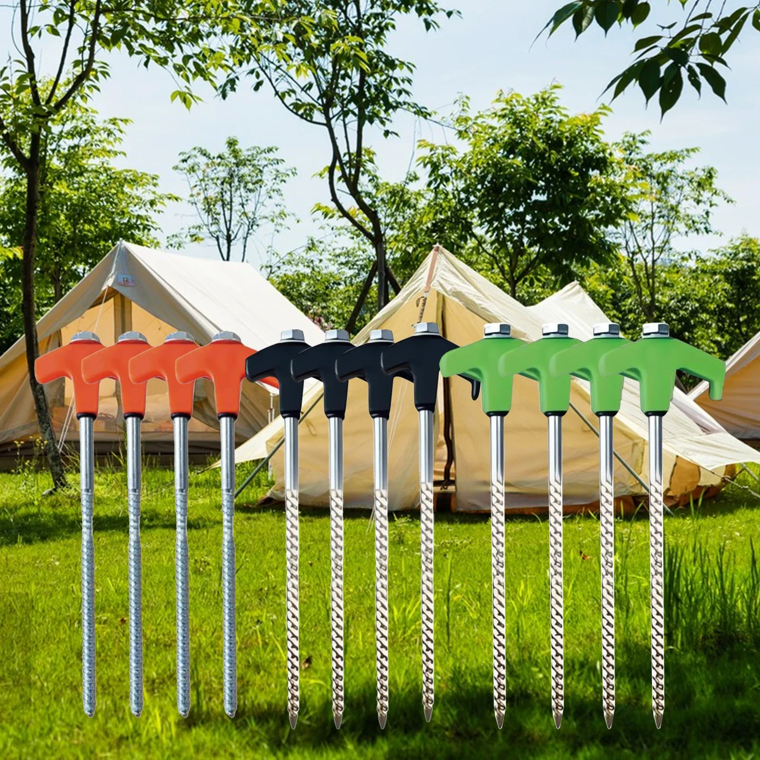 Parafuso de 8 polegadas na estaca da barraca, novo parafuso de âncora, parafuso resistente para barraca de acampamento ao ar livre, parafuso em estaca de barraca resistente (8 peças)