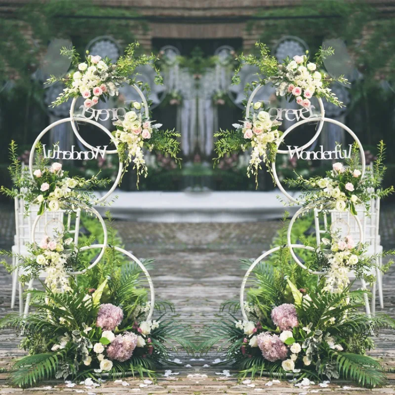 

Wedding props wrought iron ring flower stand background ring road wedding window decoration floral ornament