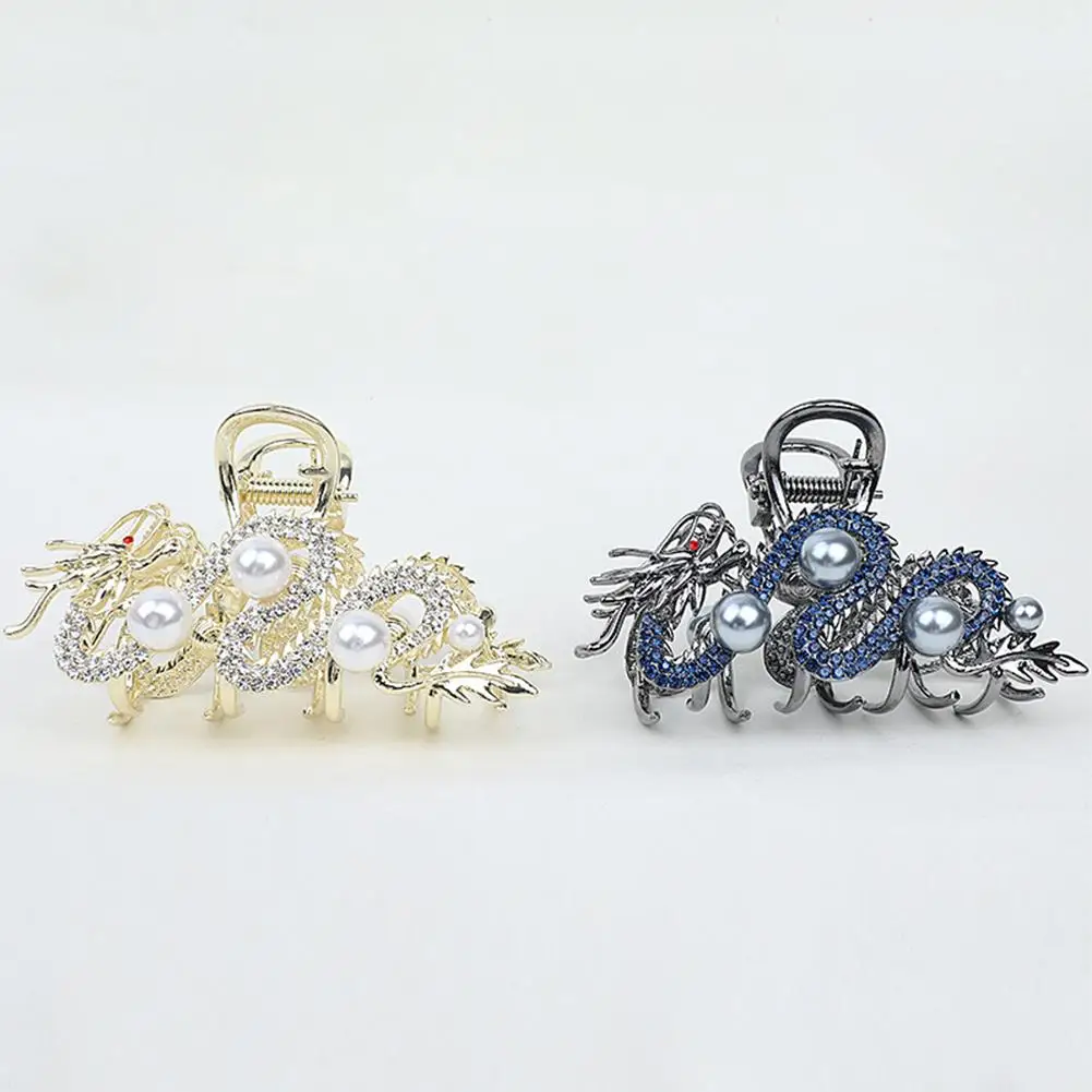 1pcs Blue Dragon Hairpin With Pearl Hair Claw Women Simple Hair Claw Hairpin Shark Clip Fashion Temperament Hair Accessories view 4