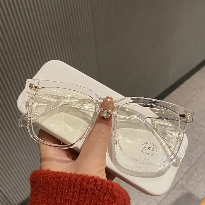 Myopia Anti Blue Light Clear Glasses Women Men Big Frame Nearsighted Eyeglasses Unisex Myopic Eyewear Diopters 0-1-1.5-4 image 3