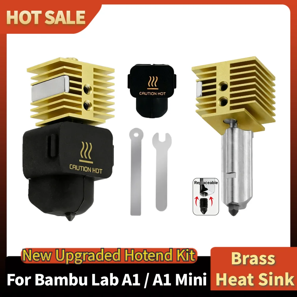 

Assembly accessories Brass Hardened steel Hotend Kit For Bambu Lab A1/A1 mini 0.2/0.4/0.6/0.8MM Silicone Brush Nozzle.