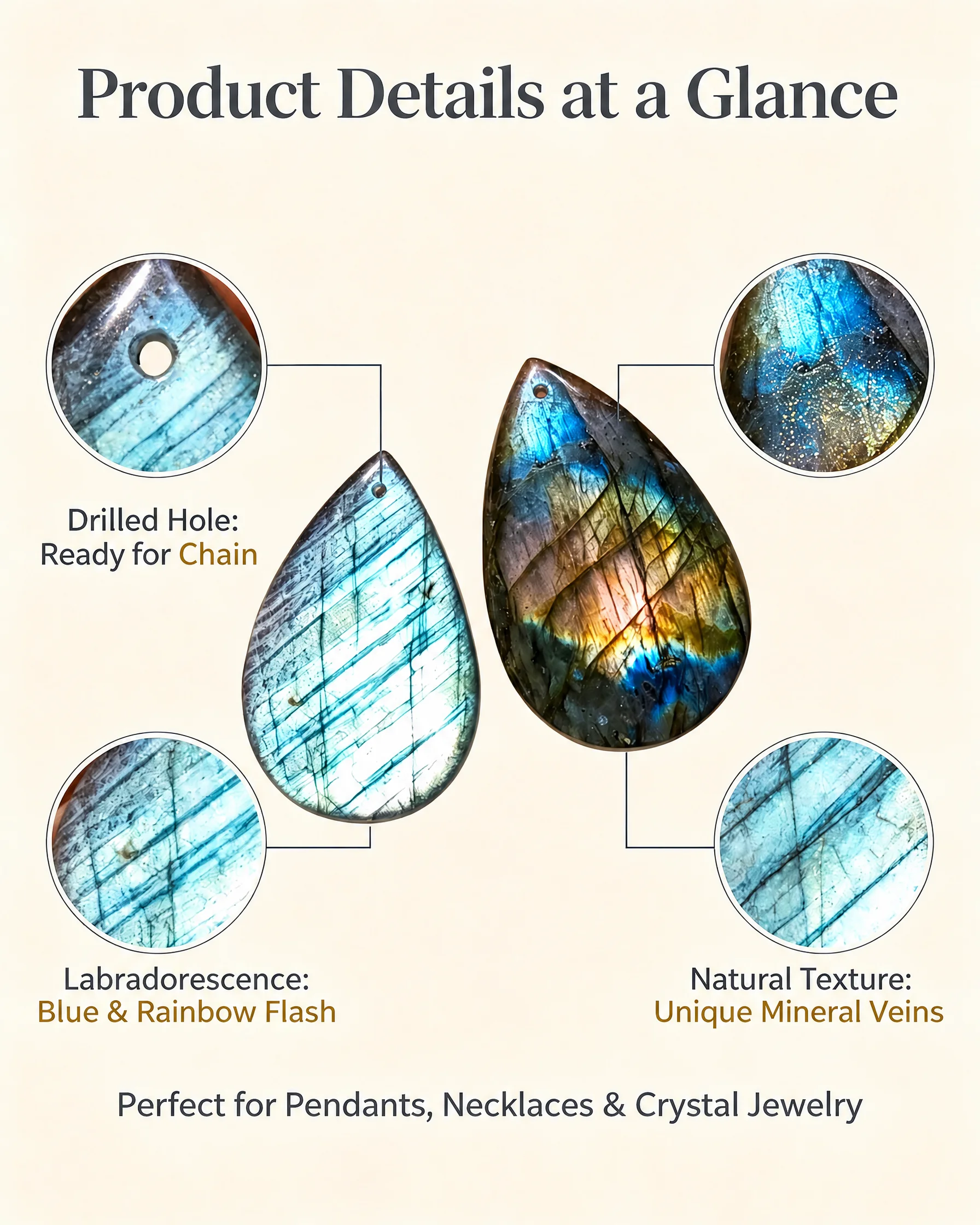 Natural Labradorite Pendant Te - đánh giá và giá Jewelry Making Drill