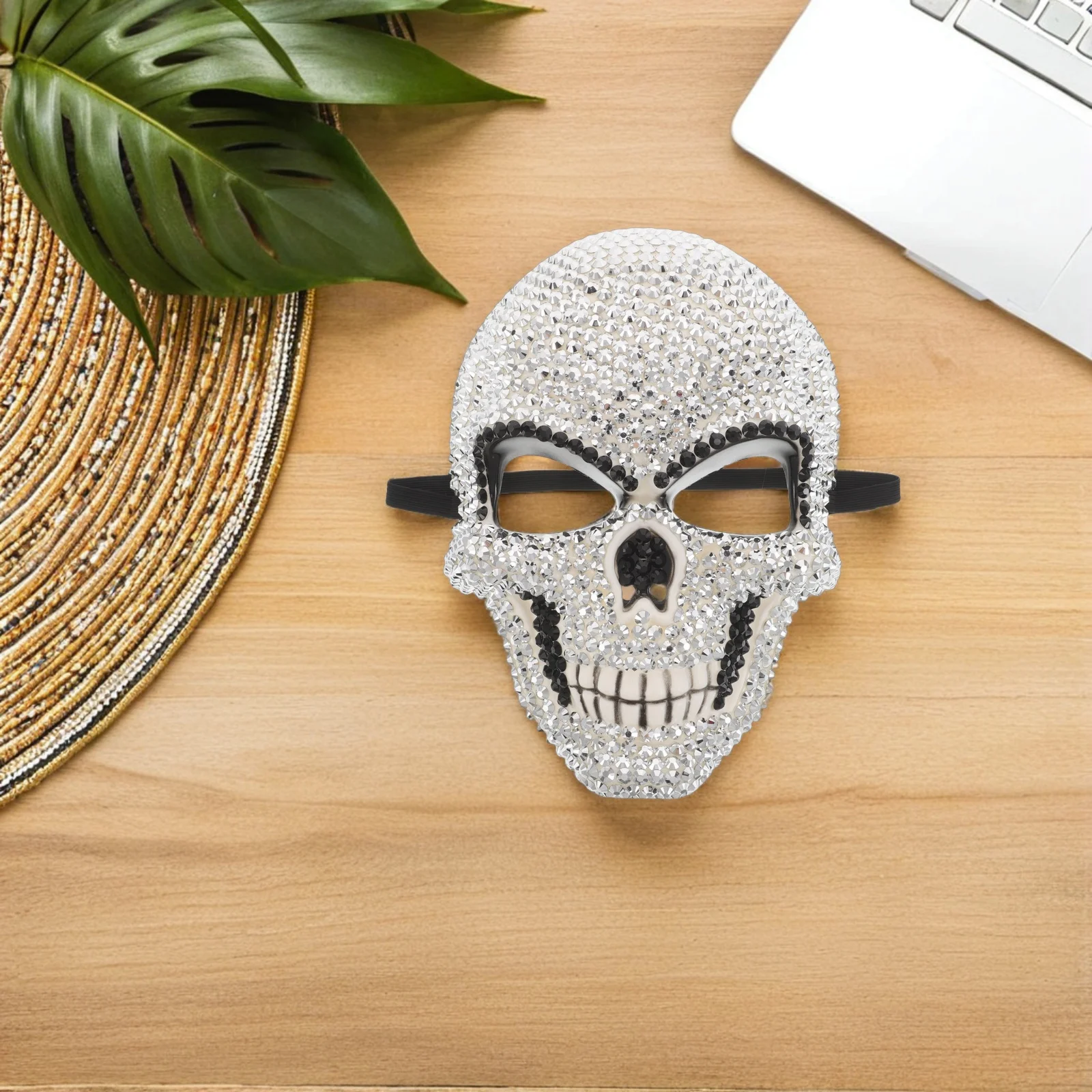 

Skull Masquerade Mask Rhinestone Full Face Halloween Party Prop Lightweight Cosplay Mask For Adults Women Men