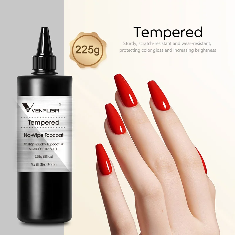 VENALISA 30/225/1000ml TPO FREE Primer Base No-wipe Matt Topcoat Reinforce Glossy Tempered UV LED Long Lasting Nail ExtensionGel