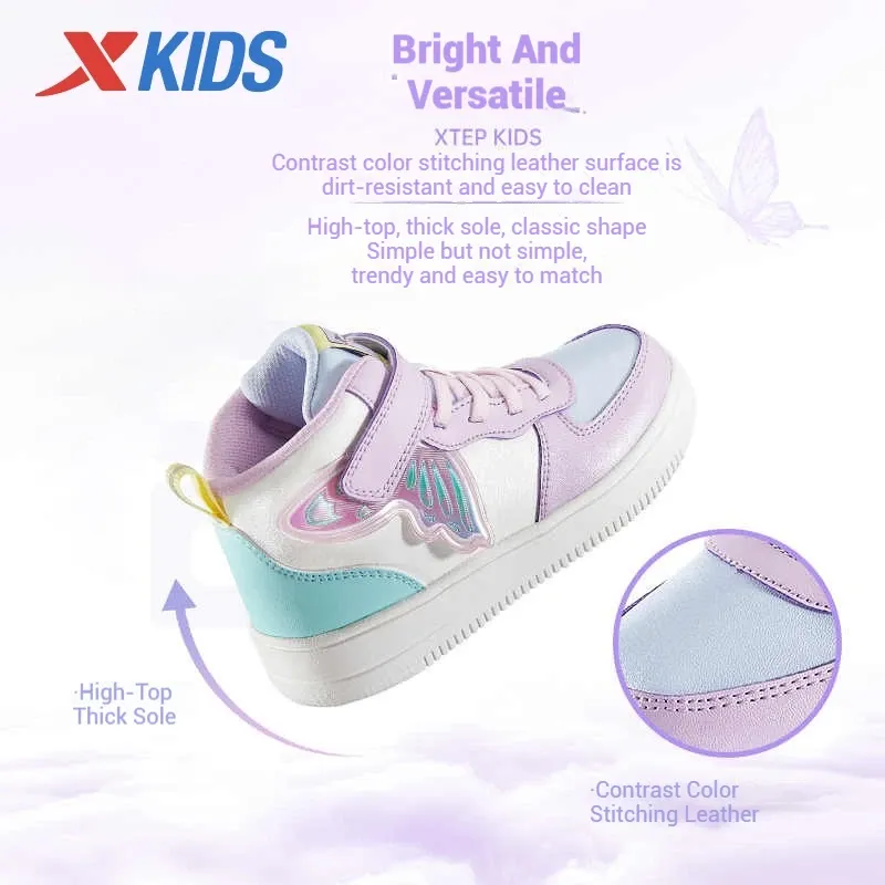 Xtep Kid's Skateboarding Shoes For Girls 2025 Spring Wings High-tops Walking Running Fashion Sneakers Casual Shoes 676414319310 