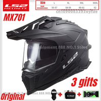 Original LS2 MX701 EXPLORER Fiberglass Motorcycle Helmet Motocross Helmets Anti-fog Double Lens cascos para moto