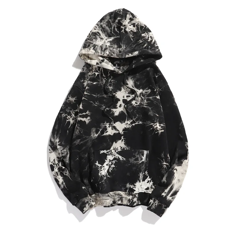 

Толстовка с рисунком Dark Tie Dye, мужская негабаритная хлопковая уличная толстовка в стиле хип-хоп Y2K, уличная толстовка с капюшоном, пуловер, эстетический гранж