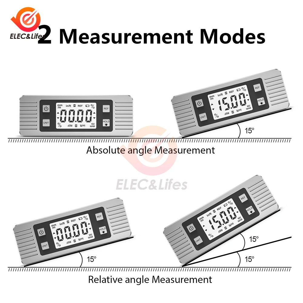 Digital Angle Gauge Magnetic Protractor Inclinometer Level Angle Finder Angle Cube Level Box With Magnes And Backlight