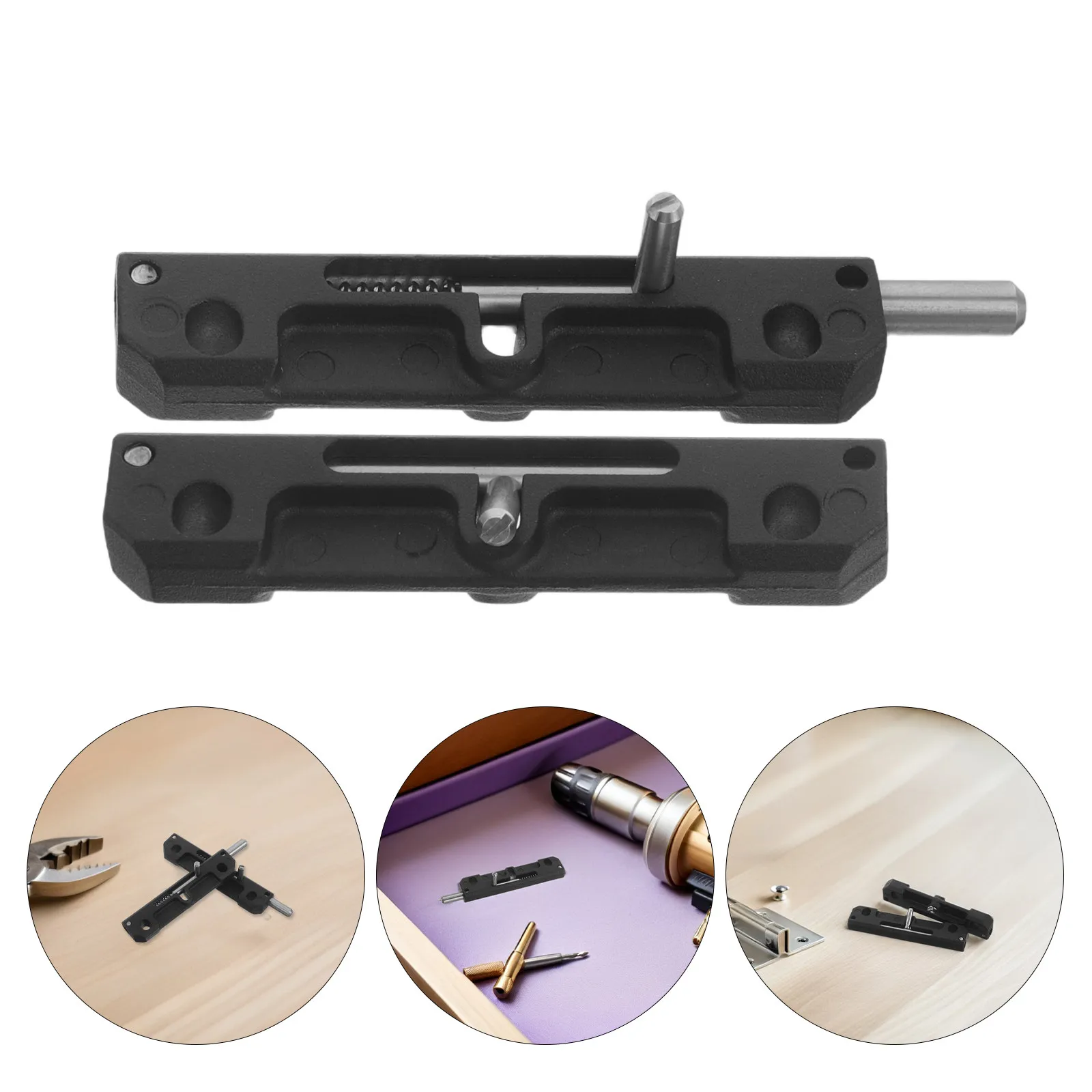 

2 Pcs Spring Loaded Latch Hinge Heavy Slide Bolt Latch Door Barrel Spring Lock For Sliding Home Gate Divided Into Left And Right