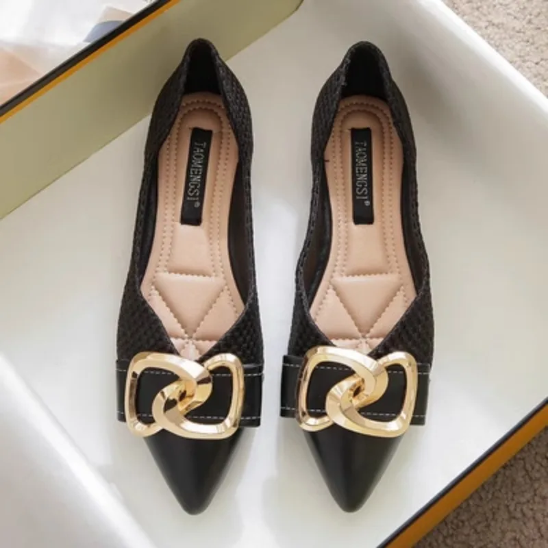 

Женские туфли на плоской подошве, весна-лето 2023, новая модная женская обувь с острым носком и бантом-бабочкой, большие размеры 41–43