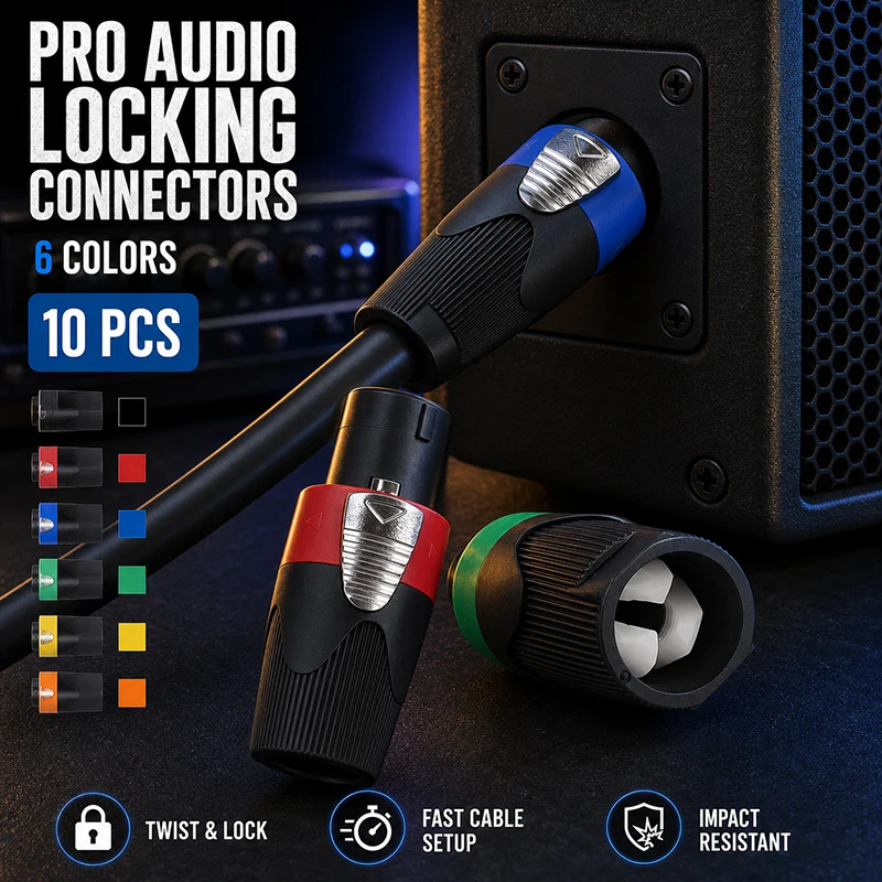 10PCS 4-Pin Neutrik Style Twist Lock Speaker Plug Male Connector Audio Amplifier Cable Terminal For PA Stage Sound System