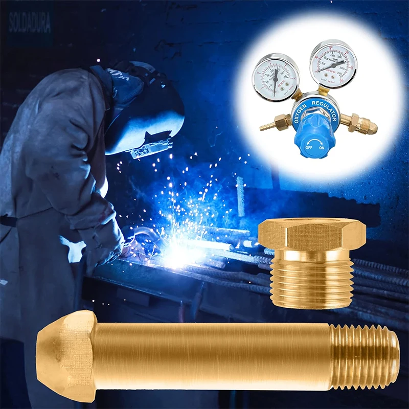 CGA-580 Nut and 3 inch Nipple - Brass with  Filter in Suitable for Helium Argon Nitrogen Tank Inlet Bottle Connection Regulator