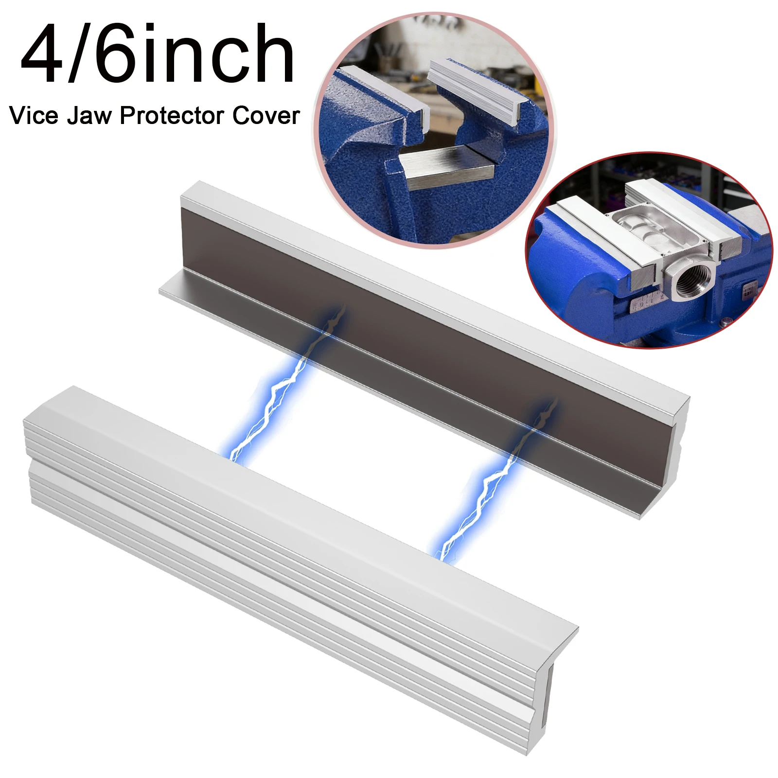 4/5inch Vise Jaw Pads Magnetic Vise Jaw Protective Covers Aluminum Alloy Vise Jaw for Clamping Woodworking Metal Plastics