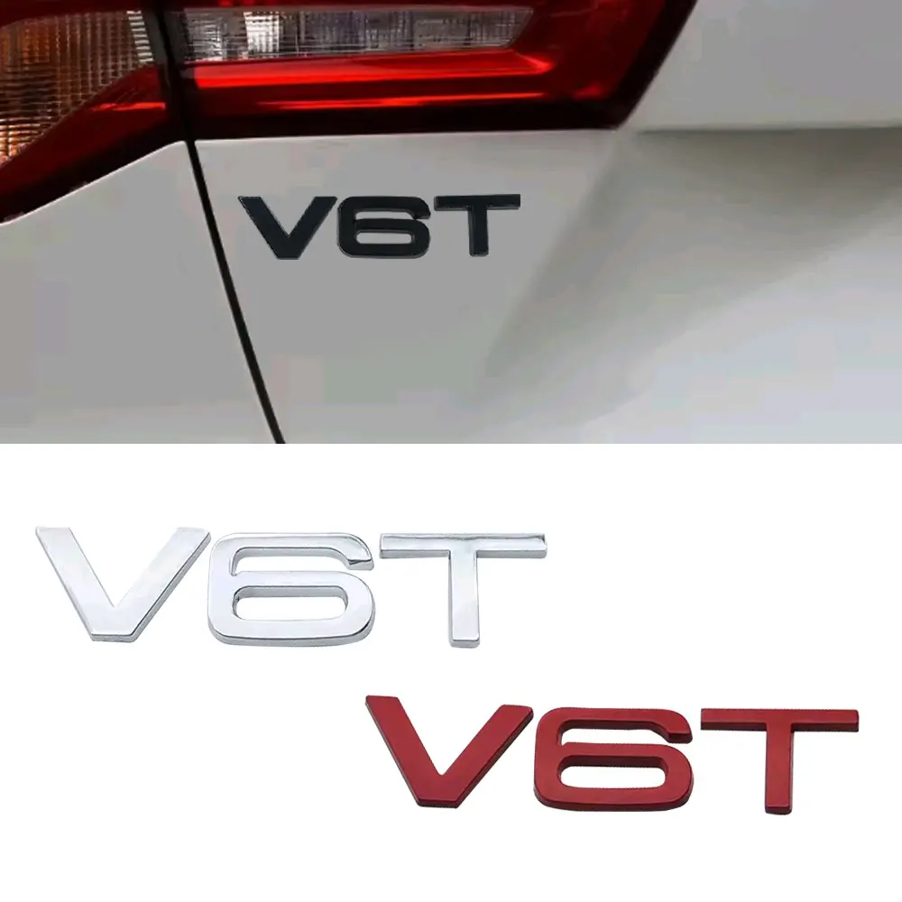 

1pc Universal Car Body Side Fender V6T V8T Styling Badge Sticker Tail Trunk 3D Decorative Emblem Metal Decals Auto Accessories